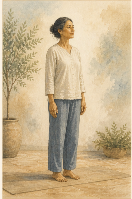 Chamyli-Aquarellillustration zu Tadasana – der bewusste Stand