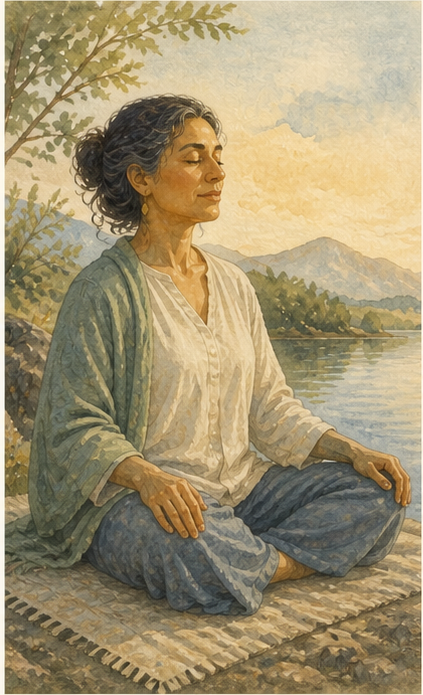 Ruhige Chamyli-Aquarellillustration zu Mantra: Bedeutung und Grundlagen