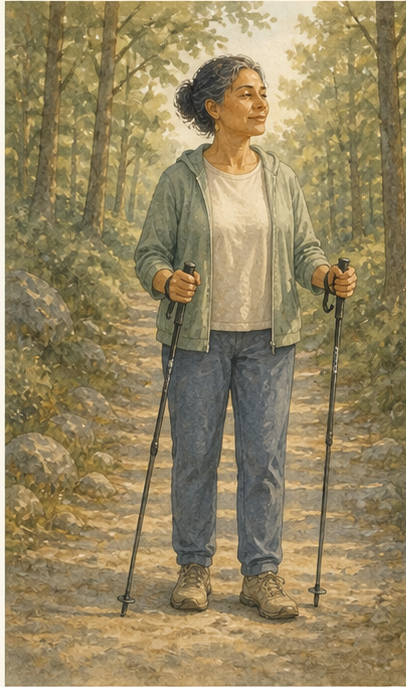 Chamyli-Aquarellillustration zu Nordic Walking: Grundlagen