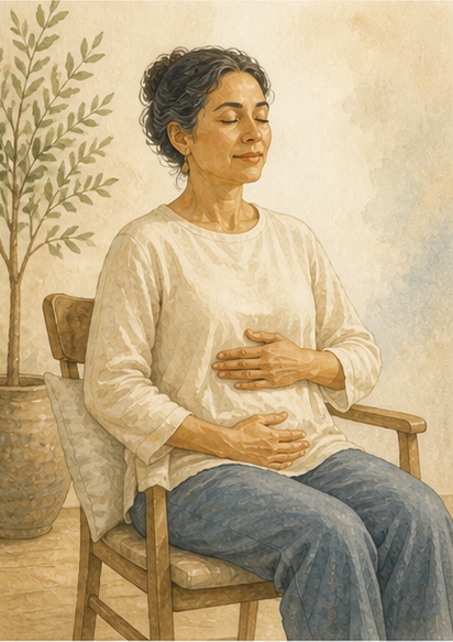 Ruhige Chamyli-Aquarellillustration zu Den natürlichen Atem beobachten